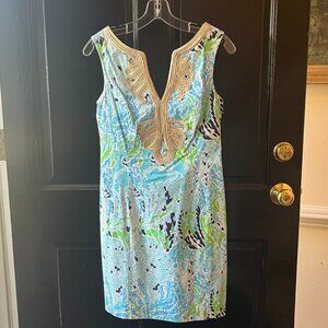 Lily Pulitzer Formal Shift Dress with Metallic Detail